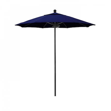 California Umbrella 7.5' Black Aluminum Market Patio Umbrella, Sunbrella True Blue 194061334546